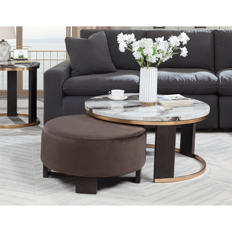  Table basse 2 pièces avec repose-pieds Islandais