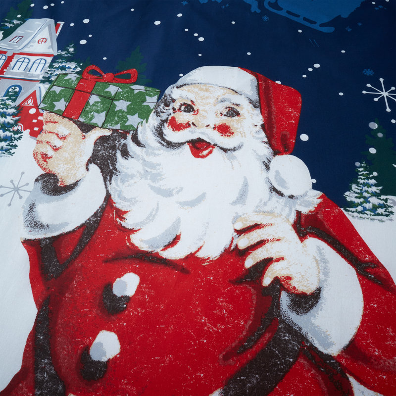 Retro Father Christmas Duvet Cover Set, Single Duvet Cover + 1 Standard Pillowcases