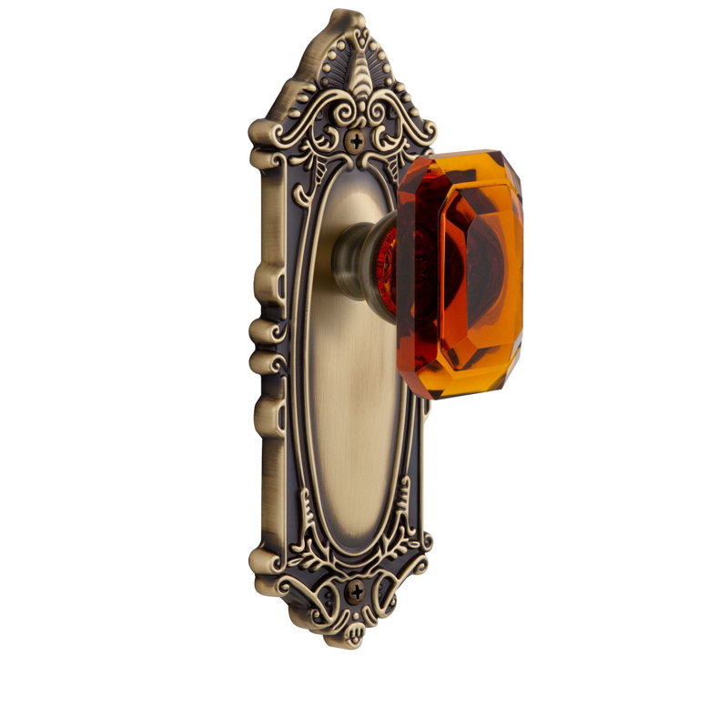 Poignée de porte en cristal Grandeur Grande Victorian, 2 3/4", Laiton rétro