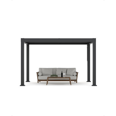 Adjustable Louvered Aluminum Pergola - Weather-Resistant Gazebo with Integrated Drainage for Deck or Backyard, 10x12 FT (Grey)