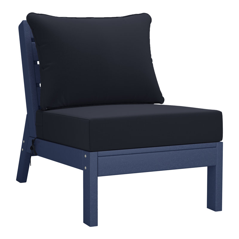 3-Piece Deep Seating Set With Cushions, Navy Blue, Navy Blue