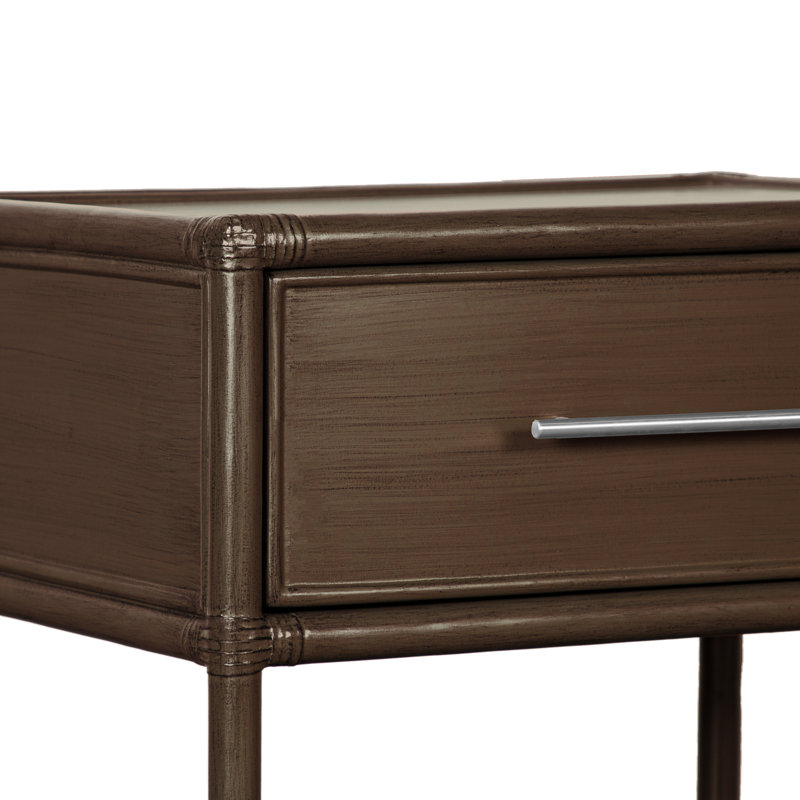 Olivia Collection 1 - Drawer Rattan Nightstand, Cocoa