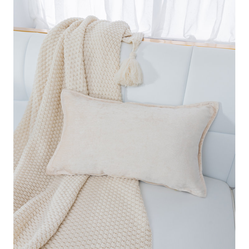Nicole Rectangular Chenille Pillow Cover & Insert, Ivory