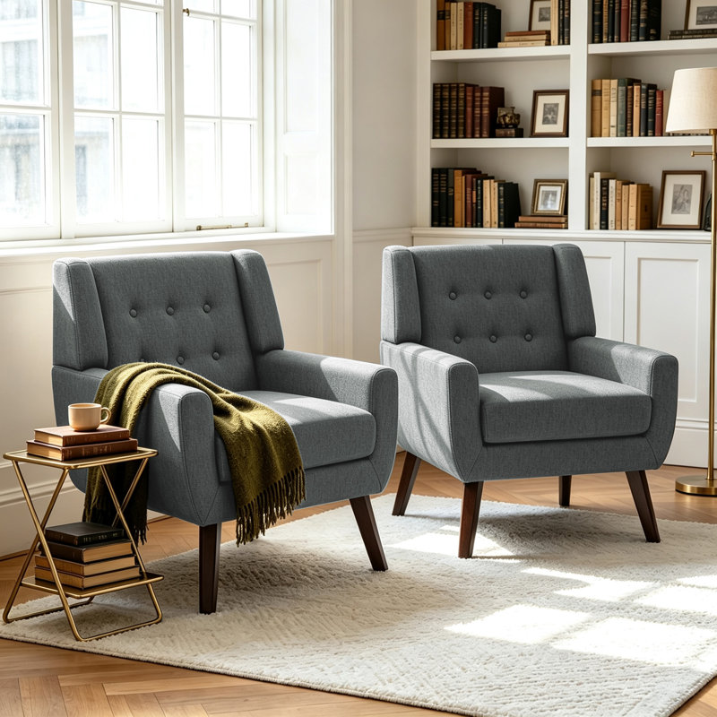 Fauteuil Davey, Mélange de lin gris