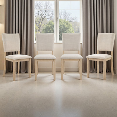 Dining Chairs Only, Modern Minimalist Dining Chairs Set Of 4, Kitchen Chair With Padded Seat, Wooden Upholstered Side Chair For Dining Room, Living Room, Kitchen