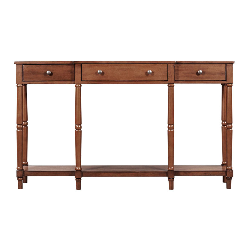 Console en bois massif de 58 po, Brun foncé, Brun foncé