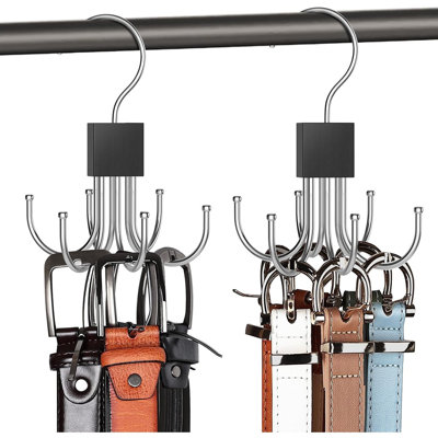 Belt Hanger – 2-Pack – 360° Rotatable Closet Organizer For Belts, Bras, Tank Tops, Ties, Scarves & Purses – Space-Saving Storage Rack
