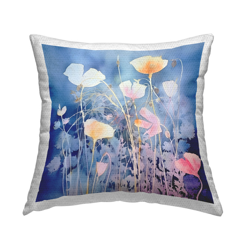 Coussin d'extérieur imprimé Tranquil Blue Flowers par Irena Orlov