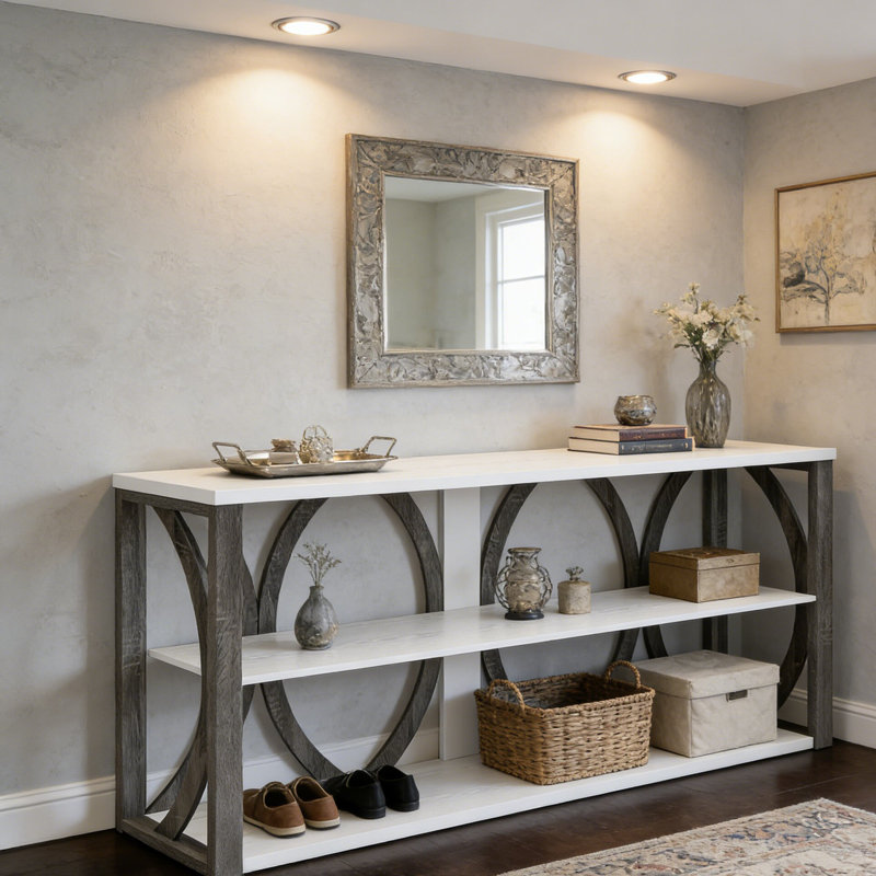 Console de style moderne pour vestibule, salon, vestibule, couloir, blanc.