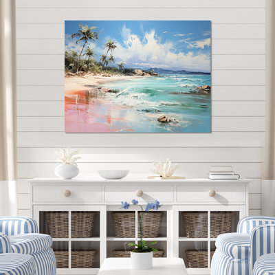 «Green Tropical Beach Escape III» - art mural bord de mer tropical