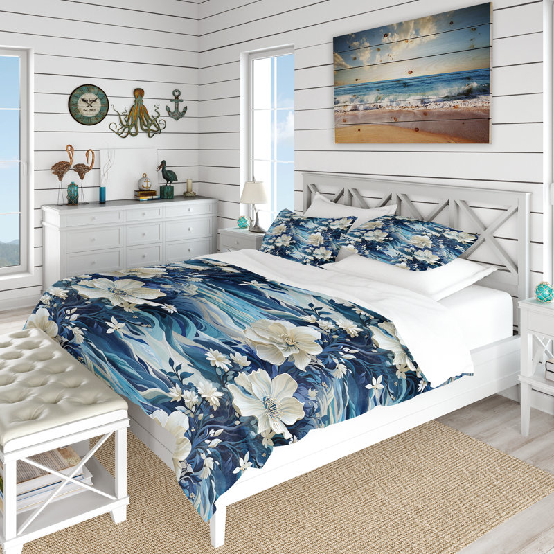 Oceanic Dreamscape Tropical Pattern IV Duvet Cover, King Duvet Cover + 2 King Shams