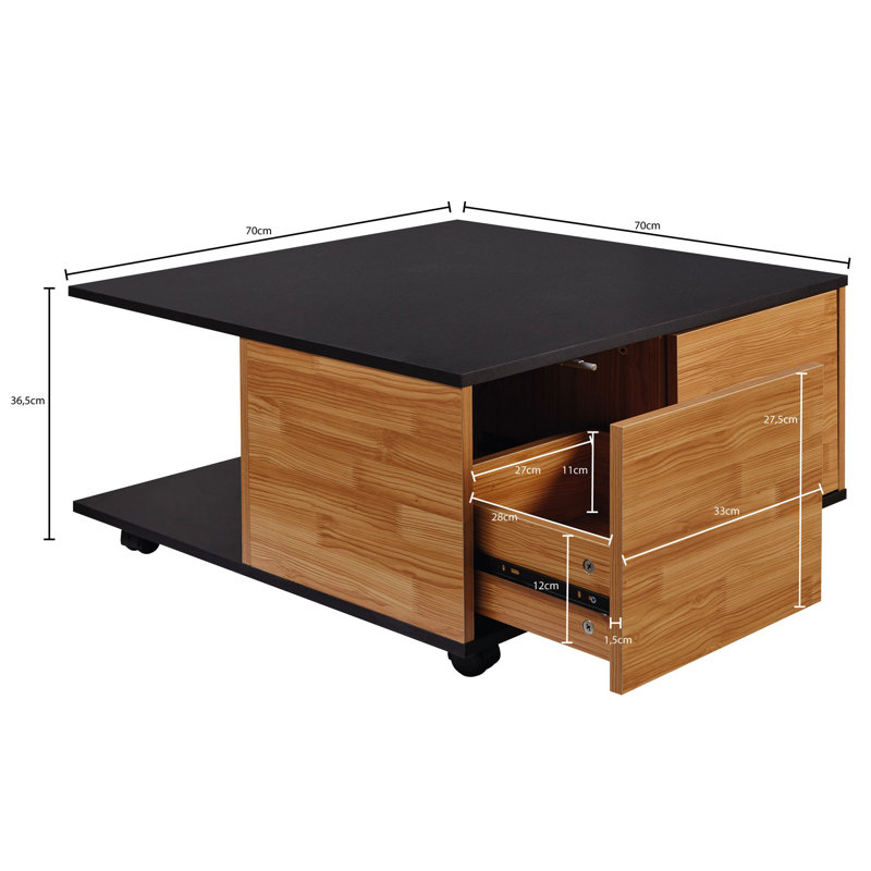 Varuna Block Coffee Table with Storage, Anthracite