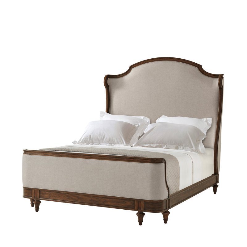 Tavel Contemporary Queen Upholstered Bed with Wood Frame