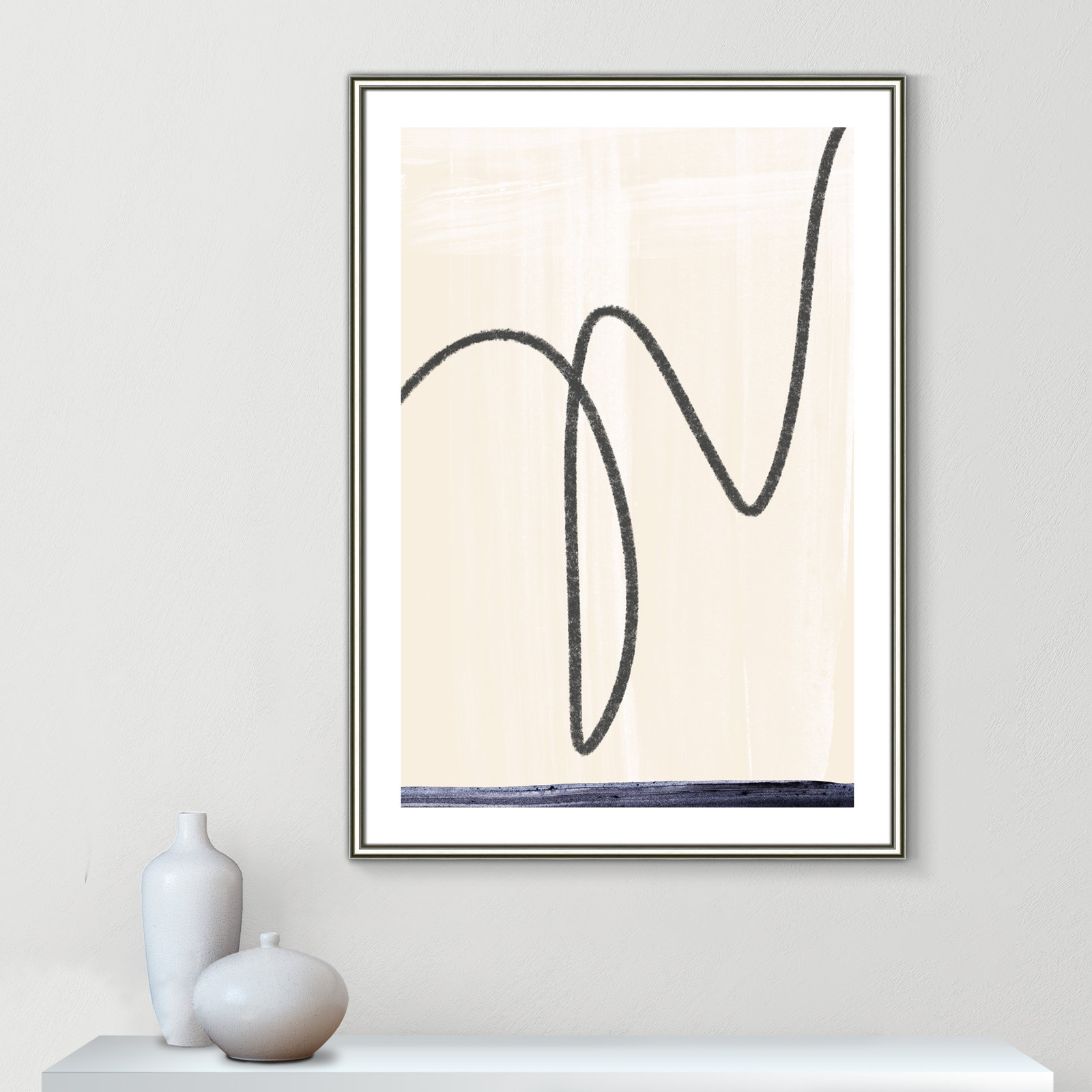 Tigerlily "Departured I" Painting, 42.75" H x 30.75" W x 0.88" D, Silver Framed Paper
