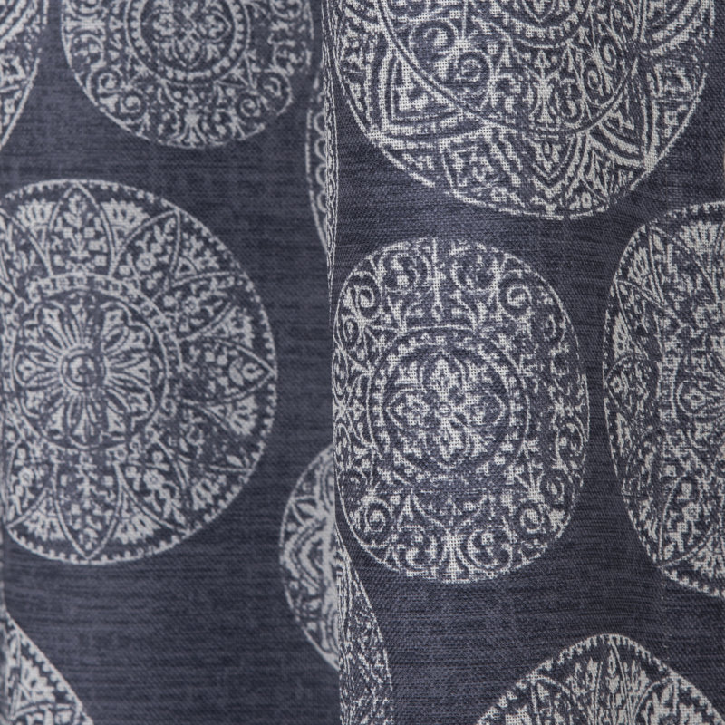 Hermbusche 100% Polyester Room Darkening Circle Print Curtain Panel with Grommet Top, 50" W x 95" L, Indigo