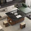 Table basse relevable avec tabourets et rangement