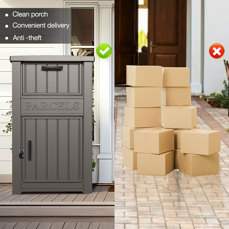 Gray 60 Gallon Lockable Waterproof Plastic Deck Box