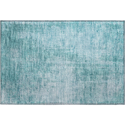 Tapis turquoise Prisco lavable à la machine de qualité supérieure