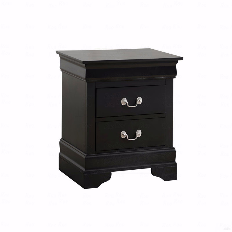 Elegant Black Traditional Nightstand, Black