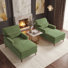 Ensemble de chaises longues en bois massif revêtu de chenille de 37,01 po Erbes (ensemble de 2)