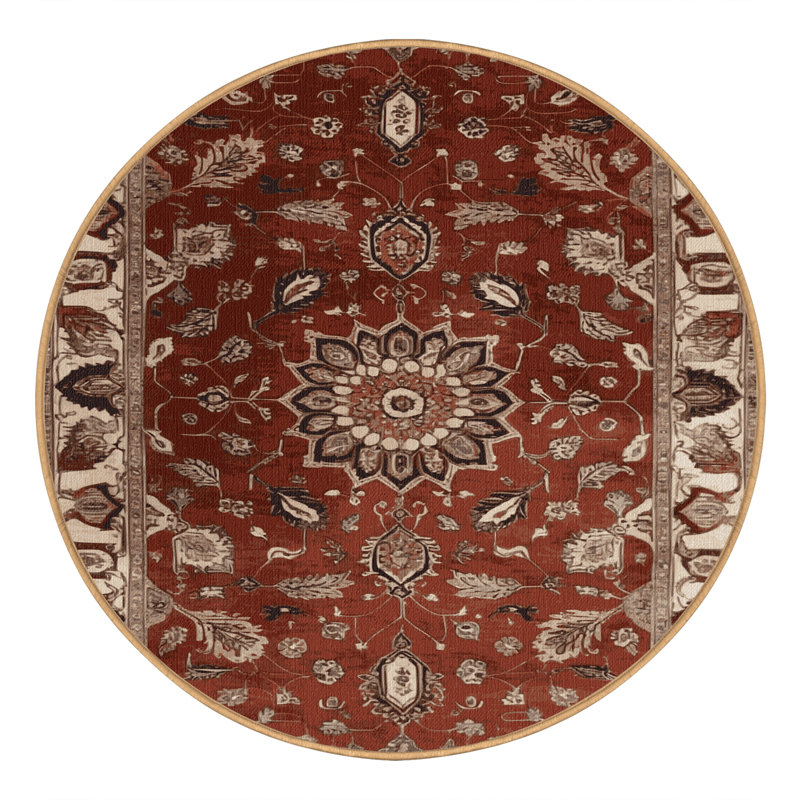 Tapis brun lavable à la machine, Rond 3 pi