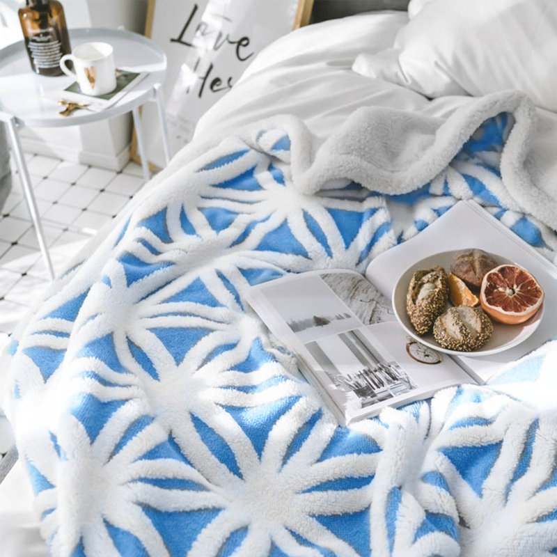 Quilted Throw Blanket, Light Blue