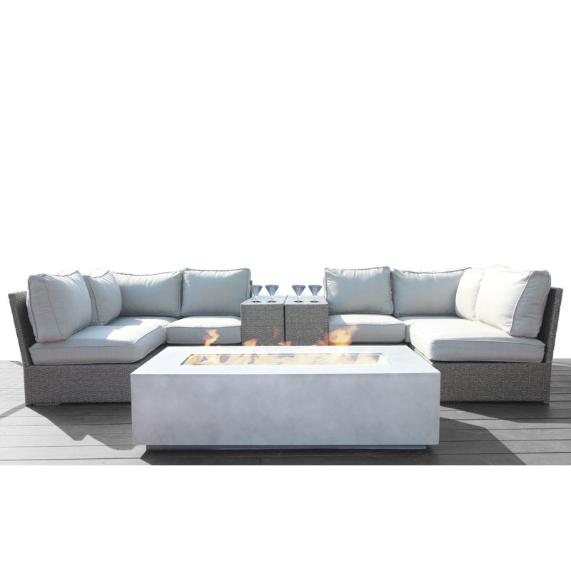 Vasil Fully Assembled 4 - Person Seating Group with Cushions, Mixed Gray