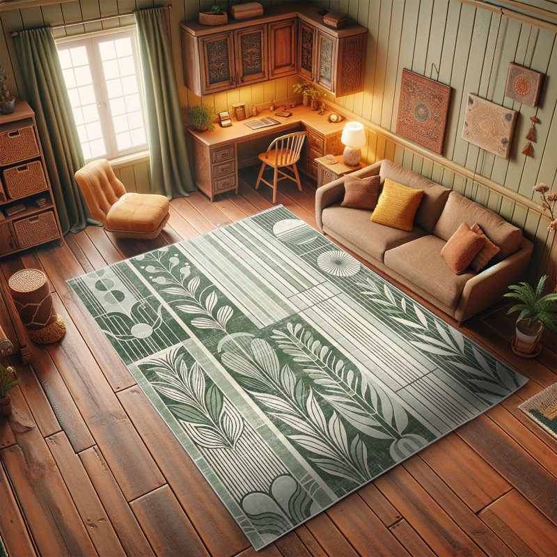 Tapis décoratif en fibres de polyester à haute densité de style Mid-Century Ambesonne, Rectangle 4 pi x 5 pi 7 po
