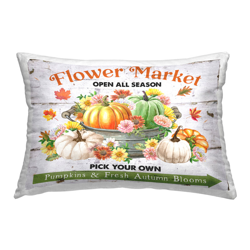 Autumn Flower Market Decorative Printed Throw Pillow by Creatif Belle