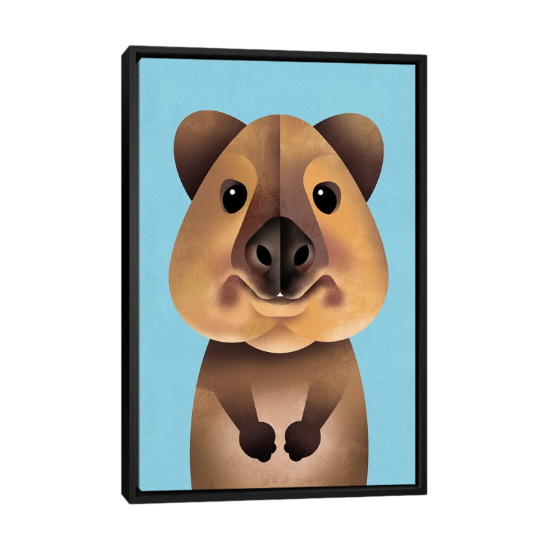 Quokka by Dieter Braun - Print on Canvas, Black Framed, 66.04 cm H x 45.72 cm W