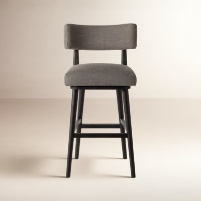 Lando Swivel Upholstered Counter Stool with Solid Wood Frame