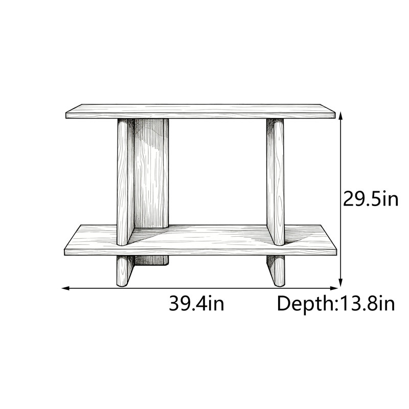 Console Mid-Century, H 29,5 po x l 39,4 po x P 13,8 po