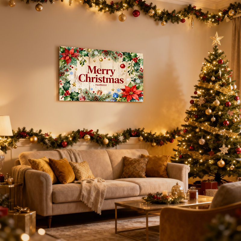 «Christmas Merry Christmas Holiday», ensemble de 3 impressions sur toile, H 12 po x l 18 po