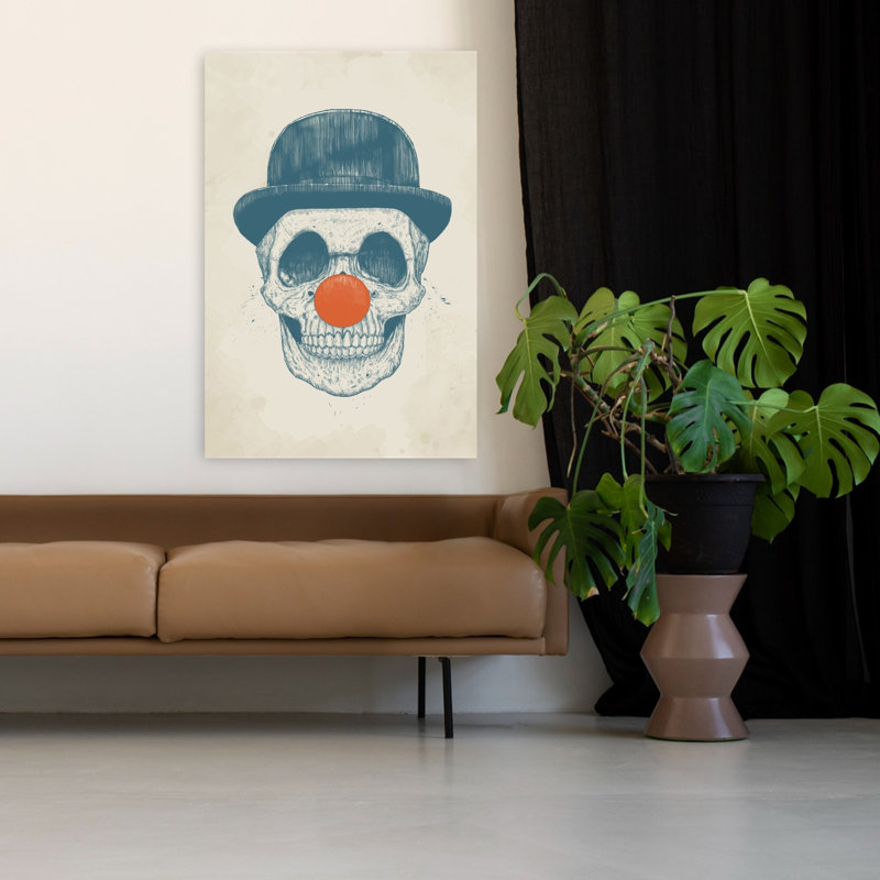 Art mural contemporain abstrait clown mort, H 48 po x l 32 po