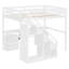 Lit mezzanine double avec bureau, 2 commodes et bande lumineuse à DEL - Structure de lit en bois compacte, blanc-2017661391-2017661388