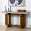 Table de canapé Joshua avec base en croix, faux béton, bois brun 47 po