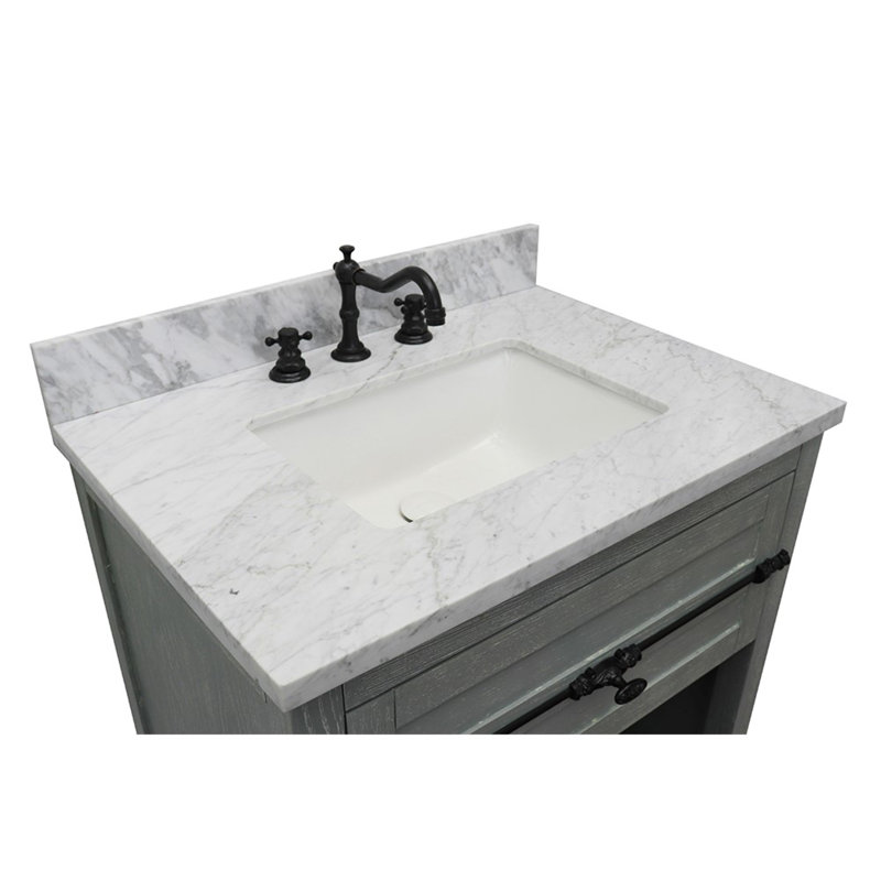 Zimmer 31'' Single Bathroom Vanity with Top, Sage Gray, White Carrara