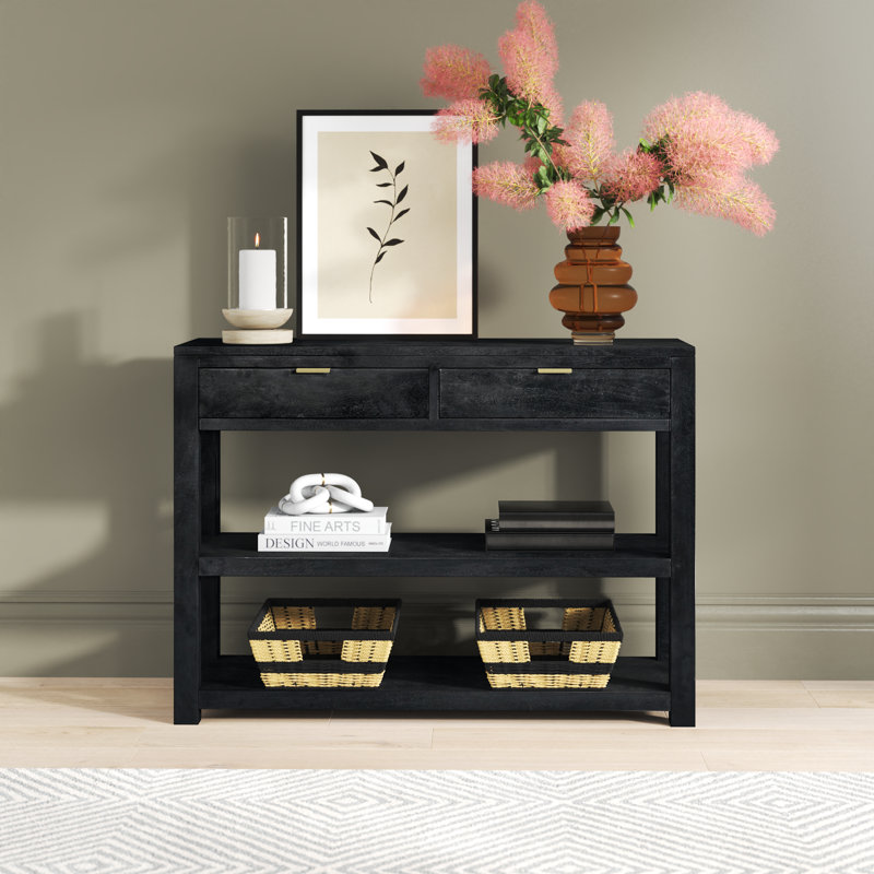 Bronner 40'' Solid Wood Console Table, Black