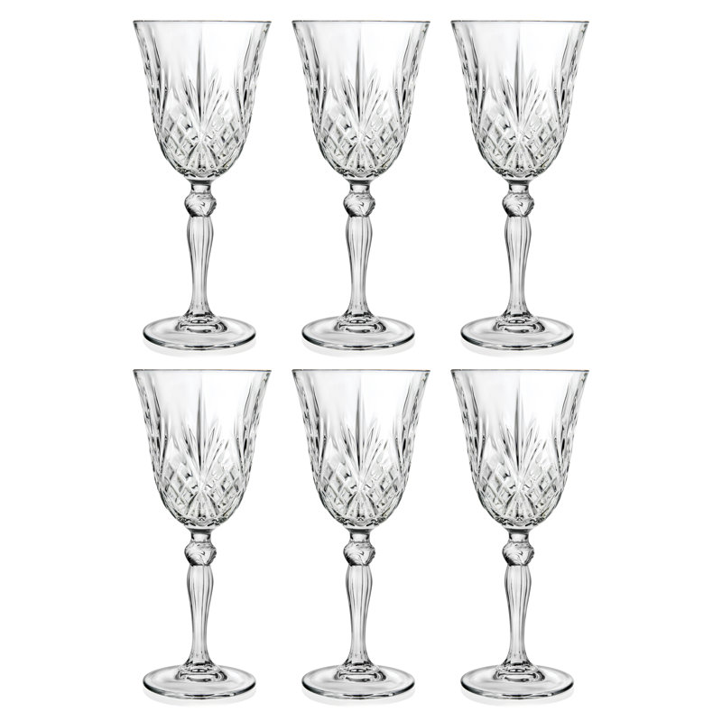 Elegant Clear Crystal Goblet Set of 6, 7 oz.