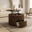 Table basse ronde moderne à plateau relevable avec rangement dissimulé et design cannelé