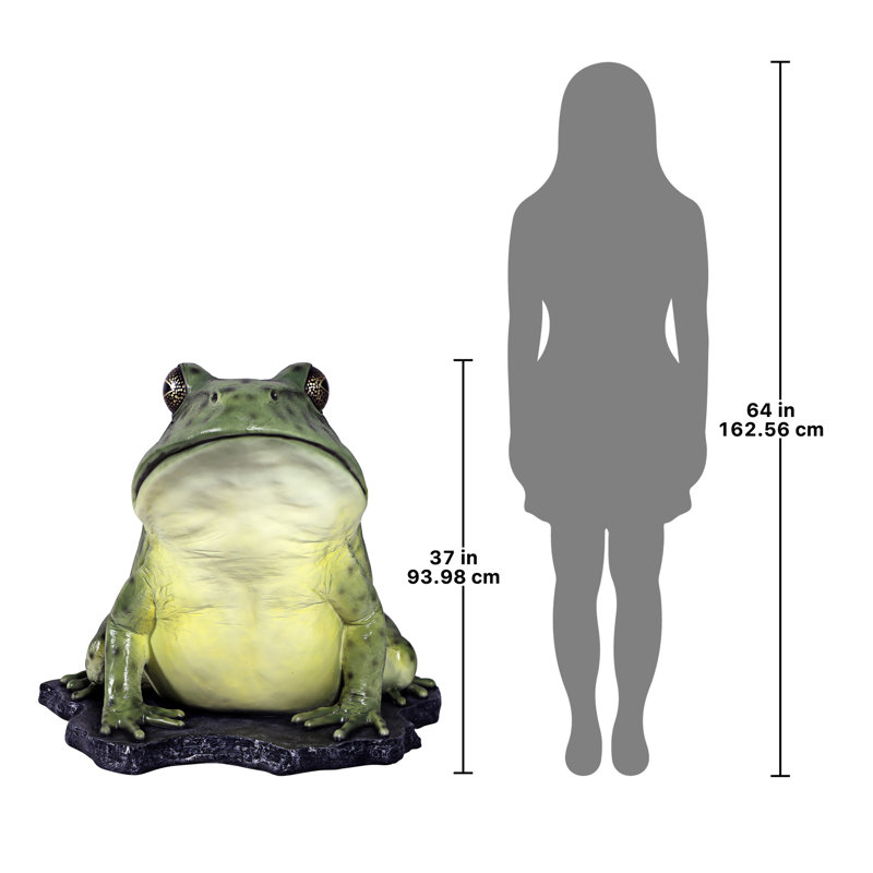 Grande statue de jardin grenouille barrée verte