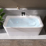 Lilac 67" x 32" Freestanding Acrylic Air Soaking Bathtub in Glossy White with Drain and Overflow