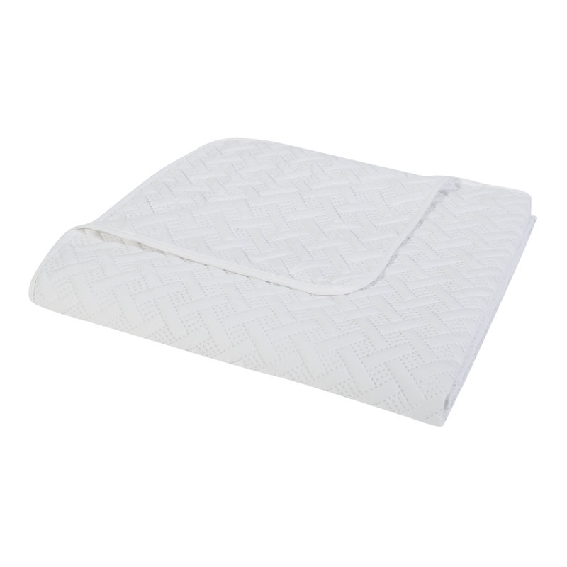 Ensemble de courtepointe à tissage de panier Nina, Blanc, Couvre-lit simple + 1 taie
