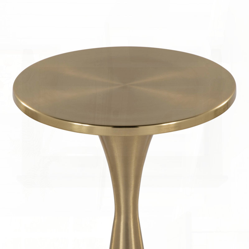 Table d'appoint contemporaine en métal avec forme de sablier, Doré