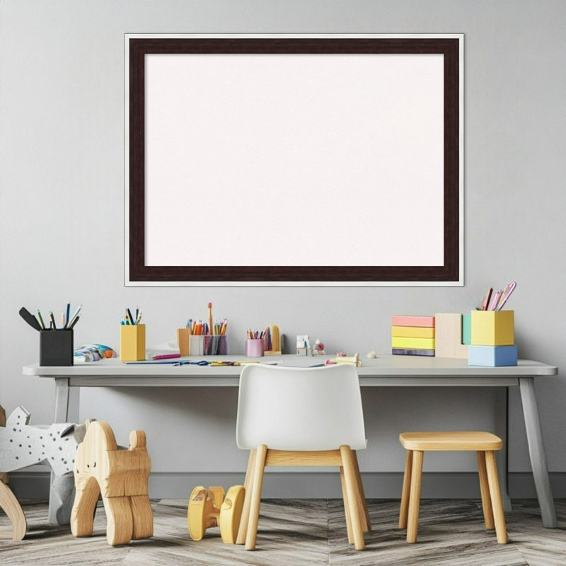 Maya espresso avec cadre argenté, tableau blanc en liège, tableau d'organisation, tableau d'affichage, Blanc