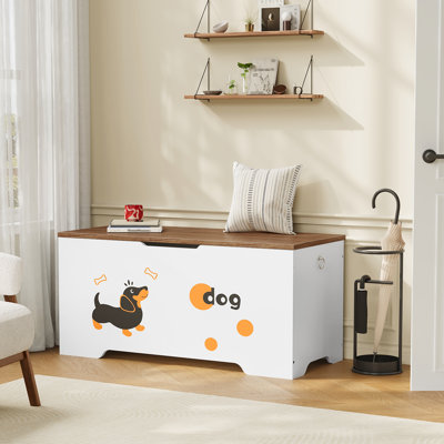  Storage Bench, Toy Box Organizer with Puppy Pattern,Toy Box and Organizer
