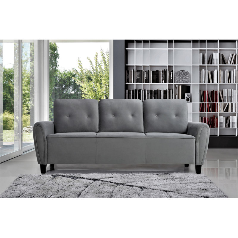 Murrill 80.31'' Velvet Sofa, Gray