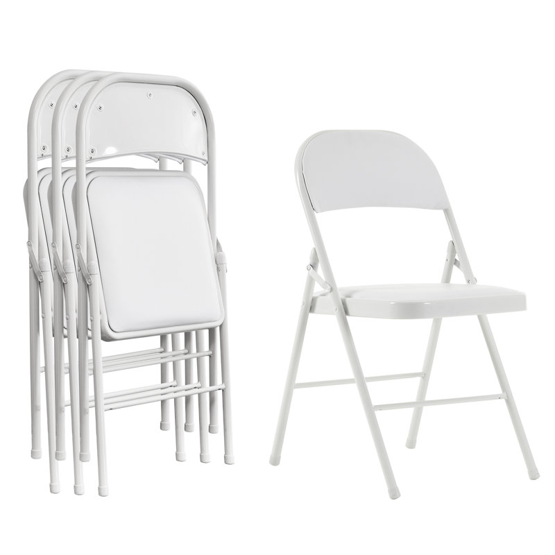 Chaises en fer blanches pliantes élégantes - Sièges de coussin en PVC rembourrés d'éponge pour la maison et les événements