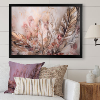 Kamariyah Gold Glamorous Feathers Of Boho Fantasy IV - Glam Feather Framed Wall Art