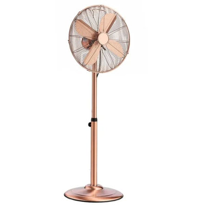 16-Inch High Velocity Pedestal Fan, 1450 CFM Industrial Standing Floor Fan with Handle, 75° Oscillating, 3-Speed Adjustable Height, Metal Made for Commercial, Garage, Workshop, Home, Copper